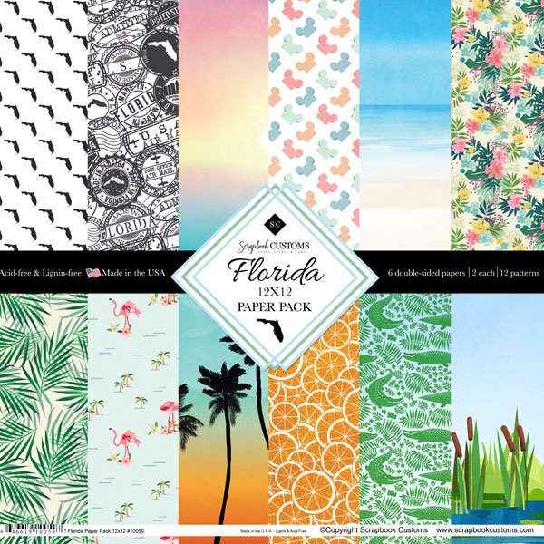 Sticker - Florida Paradise Adhesive Sticker Background Paper Scrapbook Paper Pack