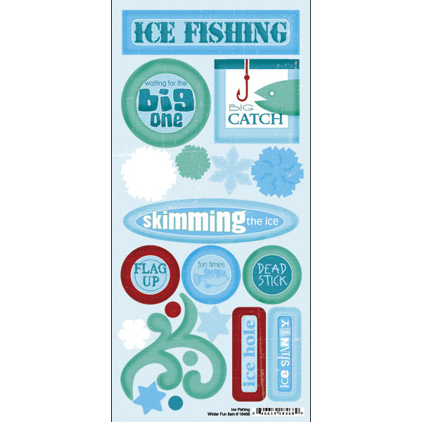 Scrapbook Customs  Ice Fishing Winter Fun Sticker