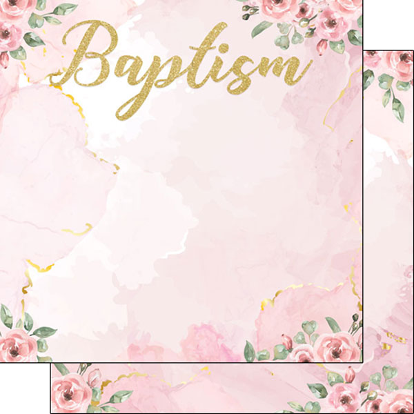 Pink Flower Cross, religious, double-sided scrapbook paper (Stamping  Station)