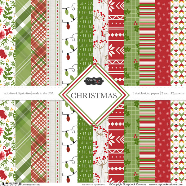 Scrapbook Customs  Christmas 12x12 Pack (2ea Of 6) Paper