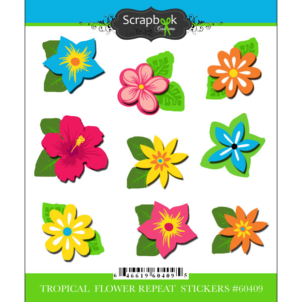 Scrapbook Customs  Tropical Flowers Sticker