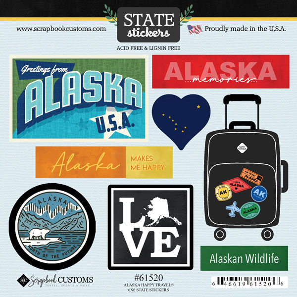 Scrapbook Customs Mini Craft Alaska Wood Sign Stickers