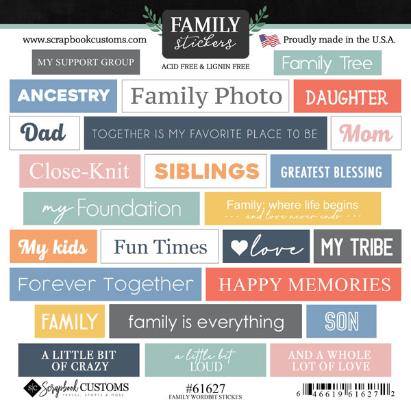SCRAPBOOK CUSTOMS 12x12 Family Themed Paper: Family Pride - My Kids -  Scrapbook Generation